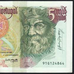 5000 Escudos banknote 1996 Vasco da Gama, 5000$00 12/09/1996 Plate: 3 - Bank of Portugal (Circulated) - Pick 190