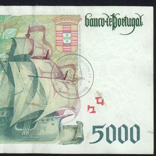 5000 Escudos banknote 1997 Vasco da Gama, 5000$00 20/02/1997 Plate: 3 - Bank of Portugal (Circulated) - Pick 190