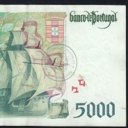 5000 Escudos banknote 1997 Vasco da Gama, 5000$00 20/02/1997 Plate: 3 - Bank of Portugal (Circulated) - Pick 190