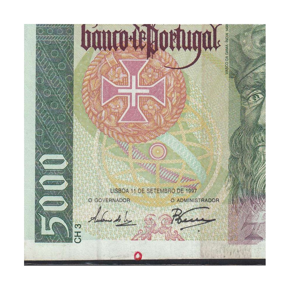 Nota de 5000 Escudos 1997 Vasco da Gama, 5000$00 11/09/1997 Chapa: 3 - Banco de Portugal (Circulada) - Pick 190