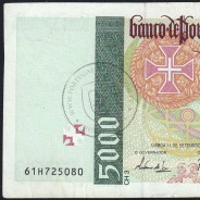 Nota de 5000 Escudos 1997 Vasco da Gama, 5000$00 11/09/1997 Chapa: 3 - Banco de Portugal (Circulada) - Pick 190