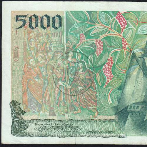 5000 Escudos banknote 1997 Vasco da Gama, 5000$00 11/09/1997 Plate: 3 - Bank of Portugal (Circulated) - Pick 190