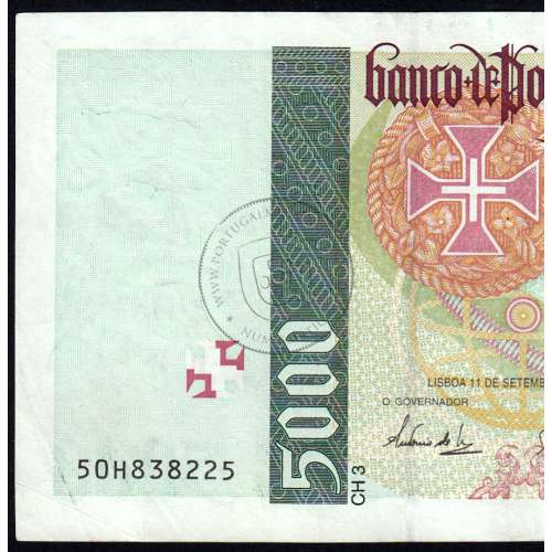 Nota de 5000 Escudos 1997 Vasco da Gama, 5000$00 11/09/1997 Chapa: 3 - Banco de Portugal (Circulada) - Pick 190