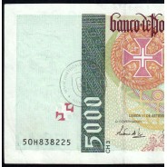 Nota de 5000 Escudos 1997 Vasco da Gama, 5000$00 11/09/1997 Chapa: 3 - Banco de Portugal (Circulada) - Pick 190
