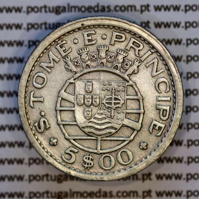 São Tomé e Príncipe 5$00 prata 1951, 5 Escudos Prata 1951, (MBC+), World Coins - Saint Thomas & Prince Island KM 13