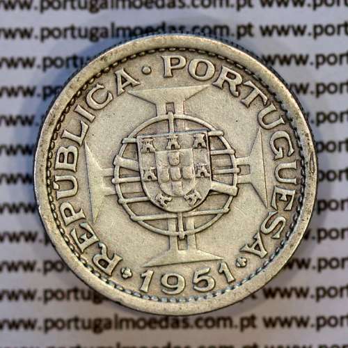 São Tomé e Príncipe 5$00 prata 1951, 5 Escudos Prata 1951, (MBC+), World Coins - Saint Thomas & Prince Island KM 13