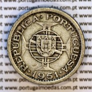 5 Escudos 1951 silver, São Tomé and Príncipe, Former colony portuguese, (VF+), World Coins Saint Thomas & Prince KM13