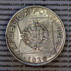 10 Escudos 1939 silver, Saint Thomas and Príncipe, Former colony portuguese, (XF+/AU), World Coins Saint Thomas & Prince KM 7