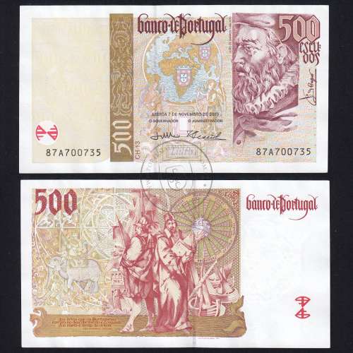 Nota de 500 Escudos 2000 João de Barros, 500$00 07/11/2000 Chapa: 13 - Banco de Portugal (Pouco Circulada), Pick 187