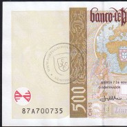 Nota de 500 Escudos 2000 João de Barros, 500$00 07/11/2000 Chapa: 13 - Banco de Portugal (Pouco Circulada), Pick 187