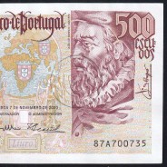 Nota de 500 Escudos 2000 João de Barros, 500$00 07/11/2000 Chapa: 13 - Banco de Portugal (Pouco Circulada), Pick 187