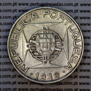 São Tomé e Príncipe, 10$00 Escudos 1939 prata, 10 Escudos Prata 1939, (MBC+), World Coins Saint Thomas & Prince Island KM#7