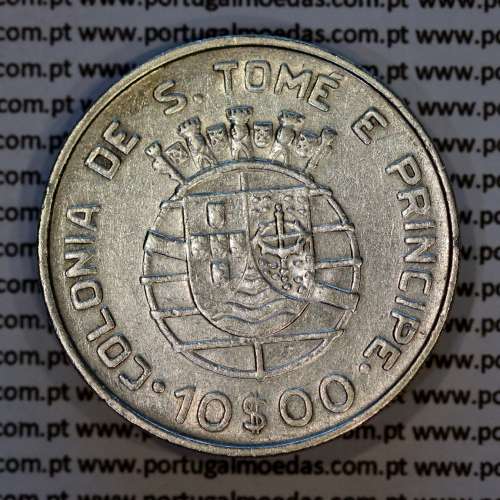 São Tomé e Príncipe, 10$00 Escudos 1939 prata, 10 Escudos Prata 1939, (MBC+), World Coins Saint Thomas & Prince Island KM 7 7