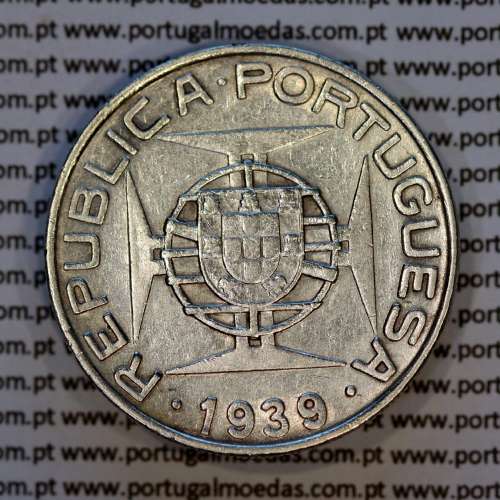 10 Escudos 1939 silver, Saint Thomas and Príncipe, Former colony portuguese, (VF+), World Coins Saint Thomas & Prince KM 7 7