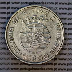 São Tomé e Príncipe, 10$00 Escudos 1939 prata, 10 Escudos Prata 1939, (MBC), World Coins Saint Thomas & Prince Island KM 7