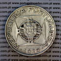 São Tomé e Príncipe, 10$00 Escudos 1939 prata, 10 Escudos Prata 1939, (MBC), World Coins Saint Thomas & Prince Island KM 7