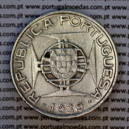 São Tomé e Príncipe, 10$00 Escudos 1939 prata, 10 Escudos Prata 1939, (MBC), World Coins Saint Thomas & Prince Island KM 7