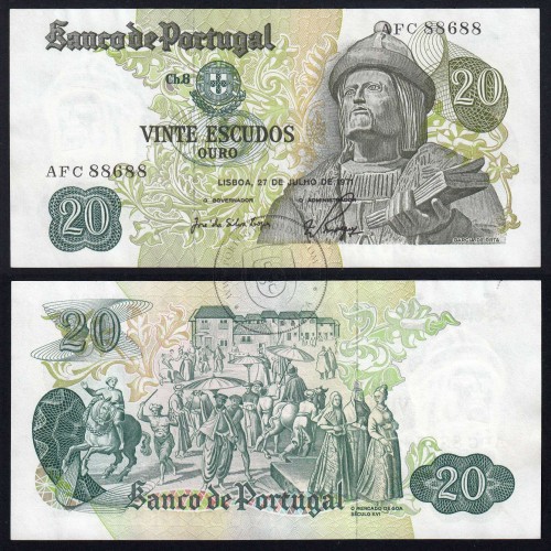 Capicua - Nota de 20 Escudos 1971 Garcia de Orta, 20$00 27/07/1971 Chapa: 8 - Banco de Portugal (Pouco Circulada)