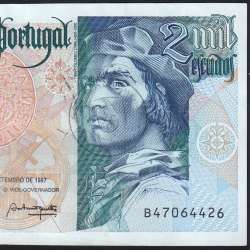 2000 Escudos banknote 1997 Bartolomeu Dias, 2000$00 11/09/1997 Plate: 2 - Bank of Portugal (Circulated) - Pick 189