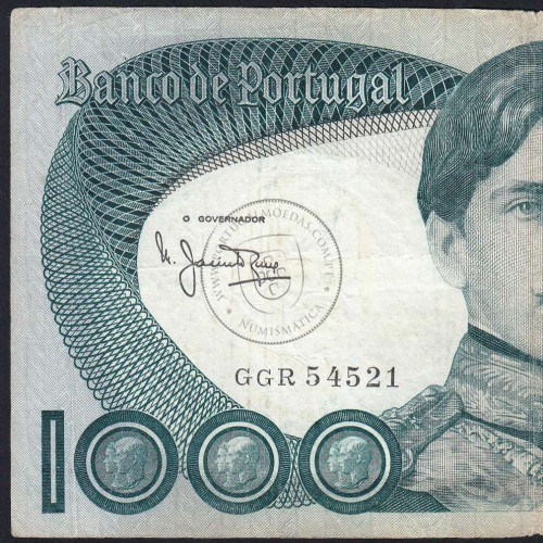 Nota de 1000 Escudos 1981 D.Pedro V, 1000$00 03/12/1981 Chapa: 11 - Banco de Portugal (Circulada)