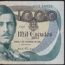 Nota de 1000 Escudos 1981 D.Pedro V, 1000$00 03/12/1981 Chapa: 11 - Banco de Portugal (Circulada)