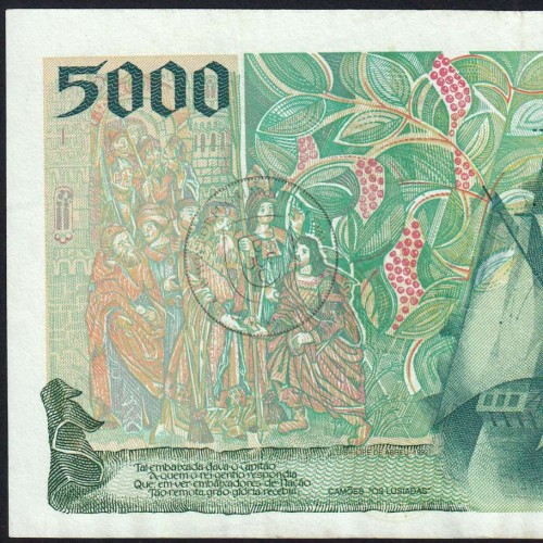Nota de 5000 Escudos 1996 Vasco da Gama, 5000$00 12/09/1996 Chapa: 3 - Banco de Portugal (Circulada) - Pick 190