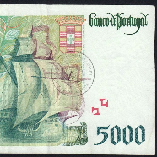 Nota de 5000 Escudos 1996 Vasco da Gama, 5000$00 12/09/1996 Chapa: 3 - Banco de Portugal (Circulada) - Pick 190
