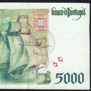 Nota de 5000 Escudos 1996 Vasco da Gama, 5000$00 12/09/1996 Chapa: 3 - Banco de Portugal (Circulada) - Pick 190
