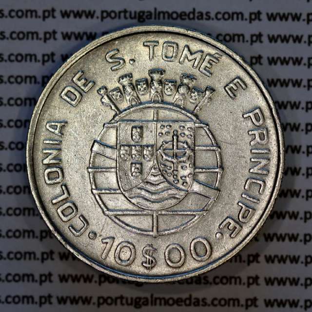 São Tomé e Príncipe, 10$00 Escudos 1939 prata, 10 Escudos Prata 1939, (MBC+), World Coins Saint Thomas & Prince Island KM 7 8