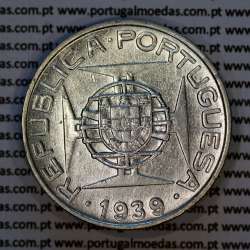 São Tomé e Príncipe, 10$00 Escudos 1939 prata, 10 Escudos Prata 1939, (MBC+), World Coins Saint Thomas & Prince Island KM 7 8