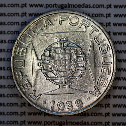 São Tomé e Príncipe, 10$00 Escudos 1939 prata, 10 Escudos Prata 1939, (MBC+), World Coins Saint Thomas & Prince Island KM 7 8