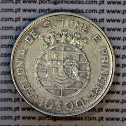 São Tomé e Príncipe, 10$00 Escudos 1939 prata, 10 Escudos Prata 1939, (MBC+), World Coins Saint Thomas & Prince Island KM 7