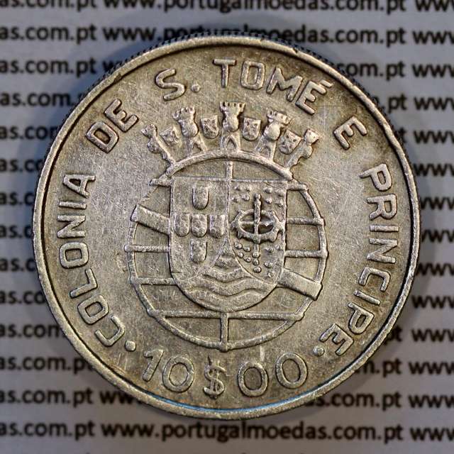 São Tomé e Príncipe, 10$00 Escudos 1939 prata, 10 Escudos Prata 1939, (MBC+), World Coins Saint Thomas & Prince Island KM 7 9