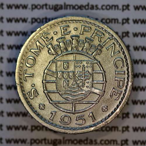 50 Centavos 1951 Alpaca, S. Tomé e Príncipe Ex-colónia Portuguesa, (MBC+), World Coins Saint Thomas & Prince Island KM10