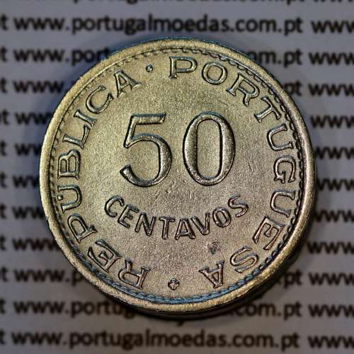 São Tomé and Príncipe, 50 Centavos 1951 nickel brass, Former colony of Portugal, (VF+), World Coins Saint Thomas Prince KM 10