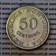 50 Centavos 1951 Alpaca, S. Tomé e Príncipe Ex-colónia Portuguesa, (MBC+), World Coins Saint Thomas & Prince Island KM10
