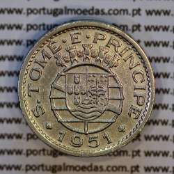 São Tomé and Príncipe, 50 Centavos 1951 nickel brass, Former colony of Portugal, (VF+), World Coins Saint Thomas Prince KM 10 1