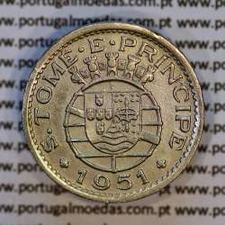 São Tomé and Príncipe, 50 Centavos 1951 nickel brass, Former colony of Portugal, (VF+), World Coins Saint Thomas Prince KM 10 2