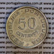 50 Centavos 1951 Alpaca, S. Tomé e Príncipe Ex-colónia Portuguesa, (MBC+), World Coins Saint Thomas & Prince Island KM10 2