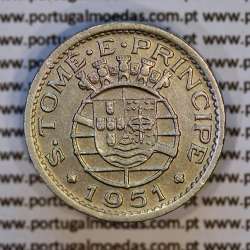 50 Centavos 1951 Alpaca, S. Tomé e Príncipe Ex-colónia Portuguesa, (MBC+), World Coins Saint Thomas & Prince Island KM10 5