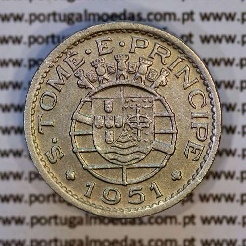 São Tomé and Príncipe, 50 Centavos 1951 nickel brass, Former colony of Portugal, (VF+), World Coins Saint Thomas Prince KM 10 5