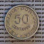 50 Centavos 1951 Alpaca, S. Tomé e Príncipe Ex-colónia Portuguesa, (MBC+), World Coins Saint Thomas & Prince Island KM10 5