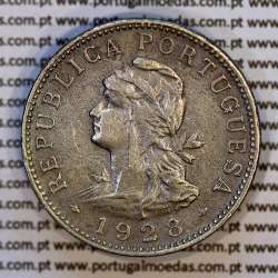 Nickel brass coin, 50 centavos 1928 of Saint Thomas & Prince, former Portuguese colony, (VF), World Coins KM  a