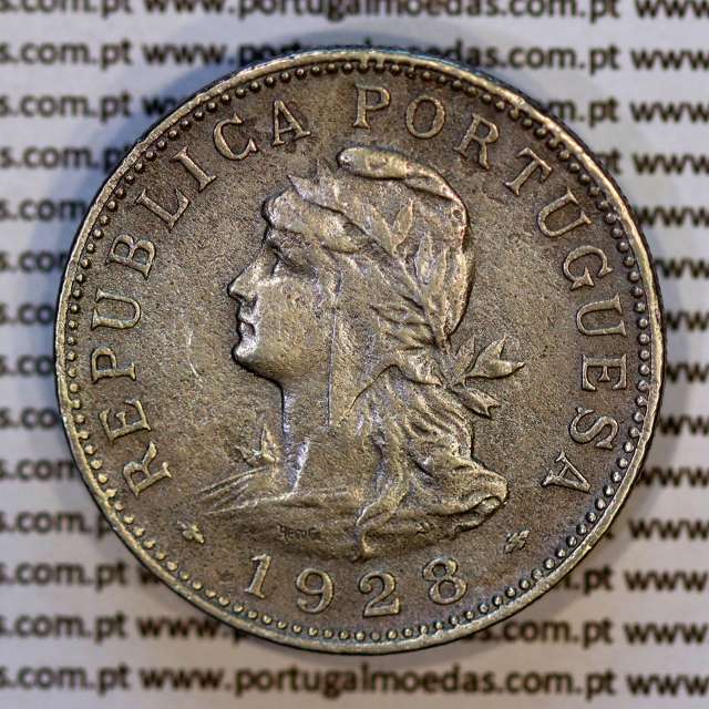 50 Centavos 1928 alpaca de São Tomé e Príncipe Ex-colónia Portuguesa, (MBC), World Coins Saint Thomas & Prince Island KM 1 a
