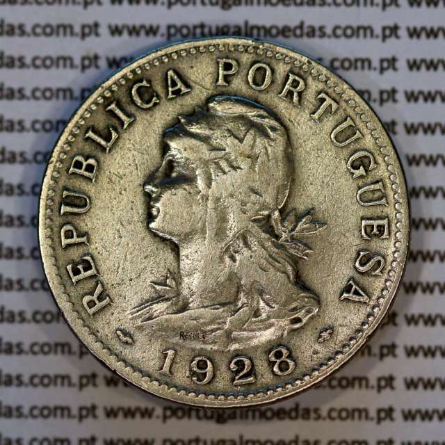 50 Centavos 1928 alpaca de São Tomé e Príncipe Ex-colónia Portuguesa, (MBC), World Coins Saint Thomas & Prince Island KM 1 b