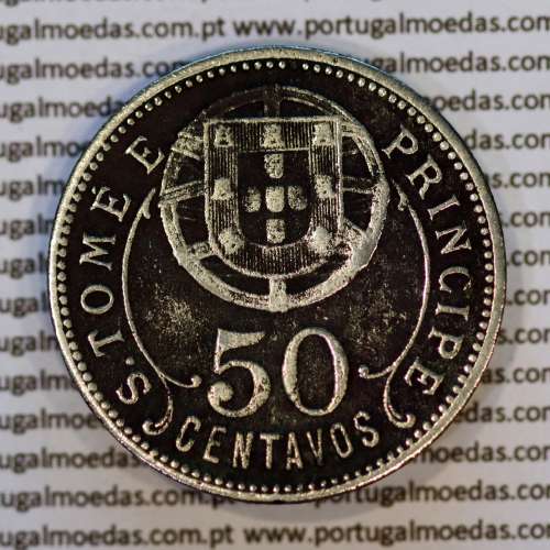 50 Centavos 1928 alpaca de São Tomé e Príncipe Ex-colónia Portuguesa, (BC/MBC-), World Coins Saint Thomas & Prince Island KM 1 d