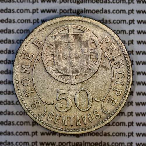 50 Centavos 1928 alpaca de São Tomé e Príncipe Ex-colónia Portuguesa, (BC), World Coins Saint Thomas & Prince Island KM 1 d