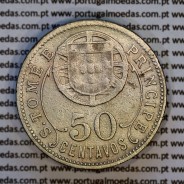 50 Centavos 1928 alpaca de São Tomé e Príncipe Ex-colónia Portuguesa, (BC), World Coins Saint Thomas & Prince Island KM 1 d