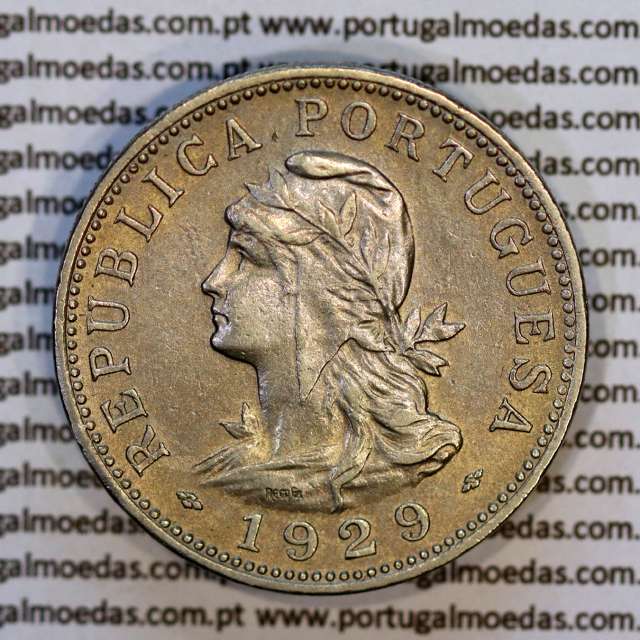 Nickel brass coin, 50 centavos 1929 of Saint Thomas & Prince, former Portuguese colony, (VF+), World Coins KM 1 a