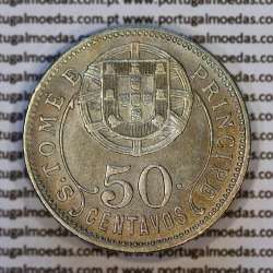 50 Centavos 1929 alpaca de São Tomé e Príncipe Ex-colónia Portuguesa, (MBC+), World Coins Saint Thomas & Prince Island KM 1 a